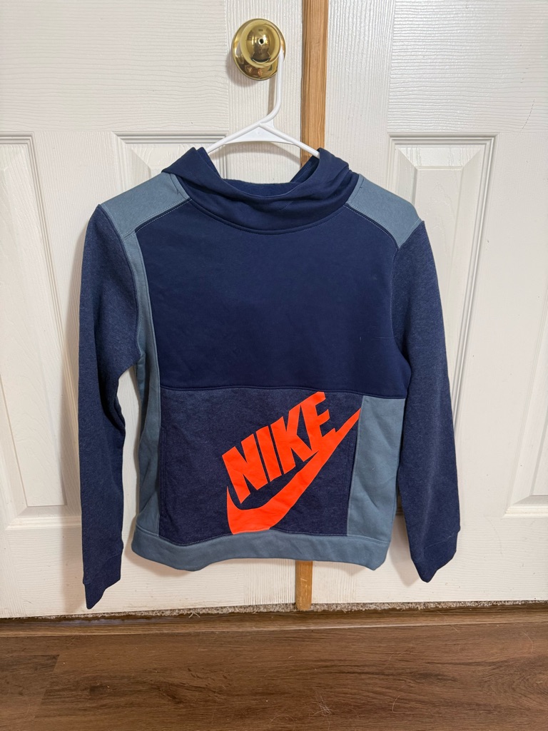 Nike Boys Hoodie Large Blue Colorblock Nwt